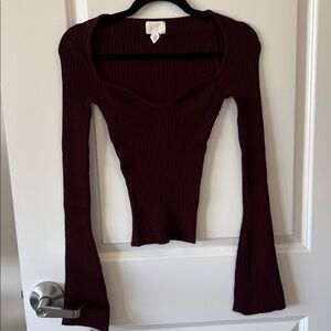 H&M Burgundy Ribbed Top